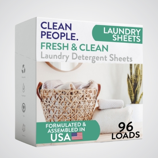 Clean People Laundry Detergent Sheets are scientifically formulated with simple, effective ingredients & no harsh chemicals to powerfully lift stains and leave you with fresh clothing.
Works with all washing machines: Top Loaders, Front Loaders, and HE (High Efficiency).  Works with Septic Tanks too! 
	
		
			
 Free Shipping & Returns

		 
	  
	
		
			 100%&nbsp;Organic Essential Oils 

		 
	  
	
		
			 Direct to Consumer Pricing